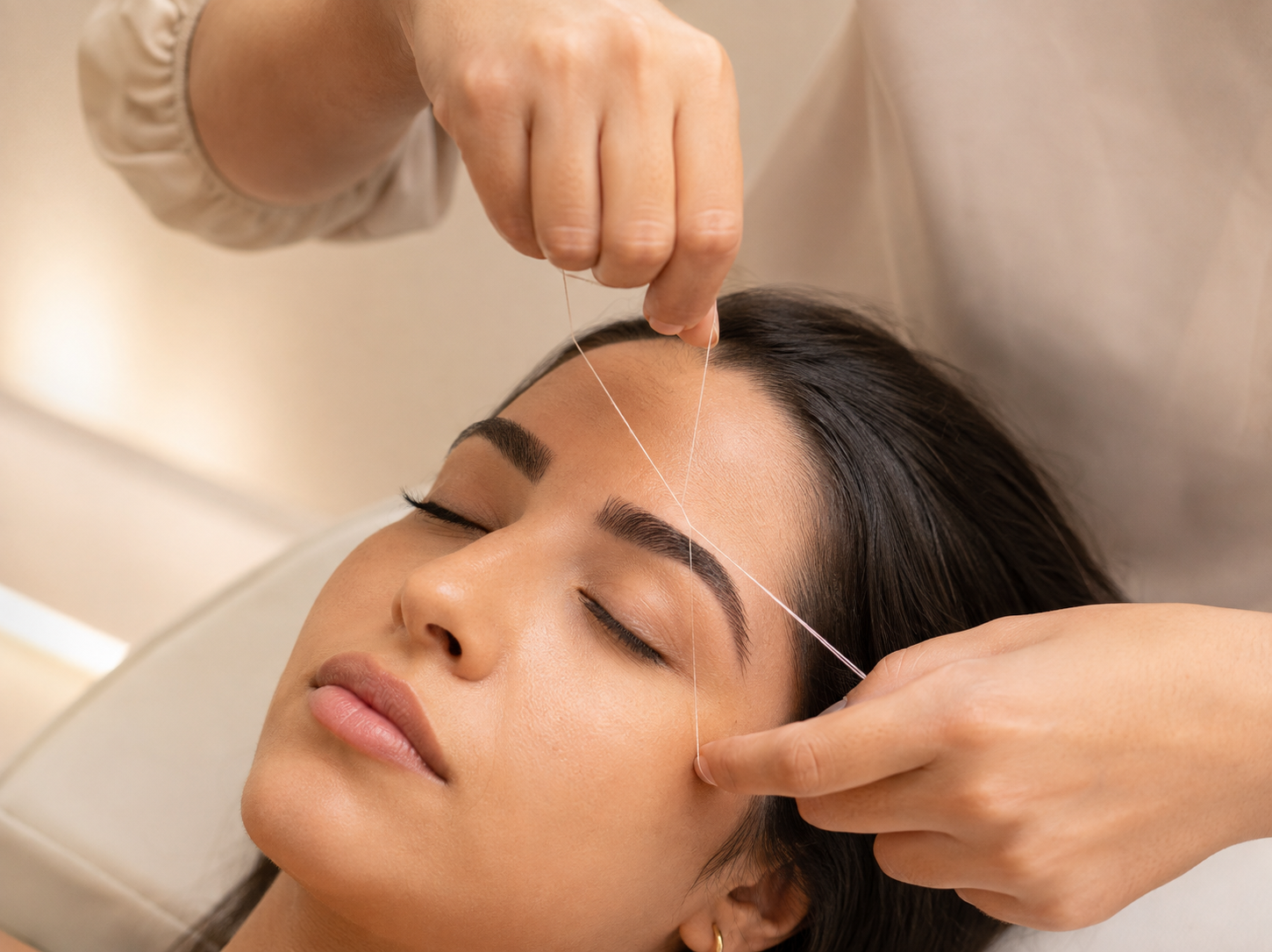 Real eyebrow threading result at Elegant Brows and Beauty in Lutz