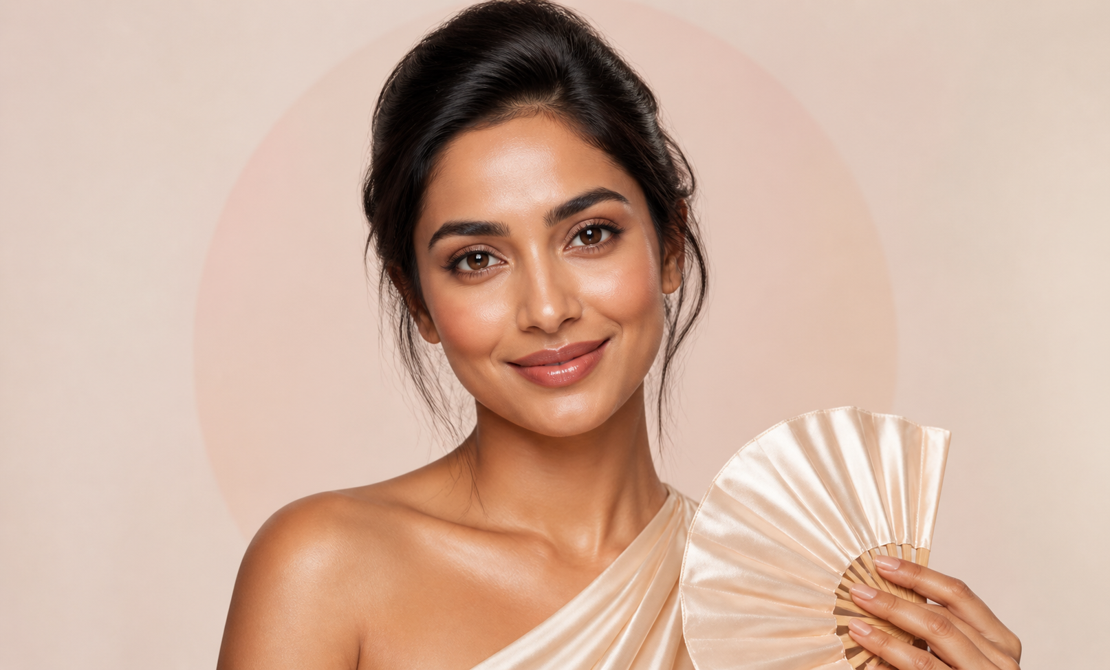 Woman with beautifully shaped brows and natural salon makeup