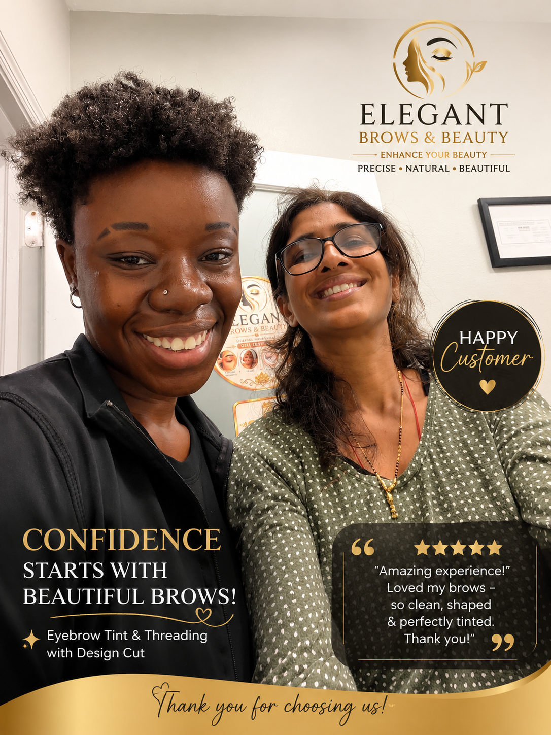 Satisfied client after her beauty appointment