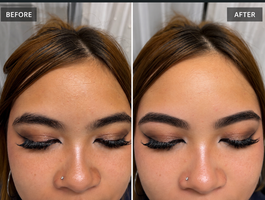 Real client before and after precision brow result