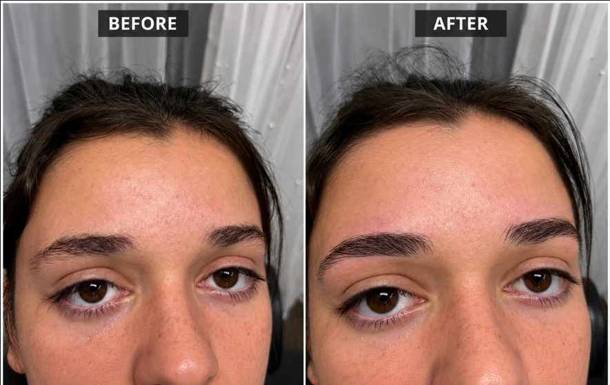 Real client before and after brow transformation