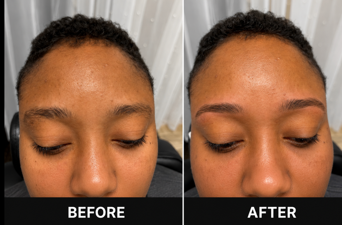 Real client before and after balanced brow result