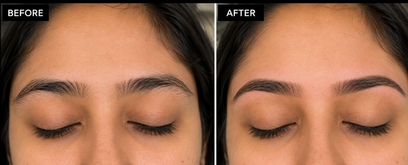 Real client brow threading transformation