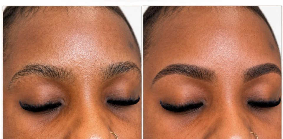 Real client before and after brow tinting result