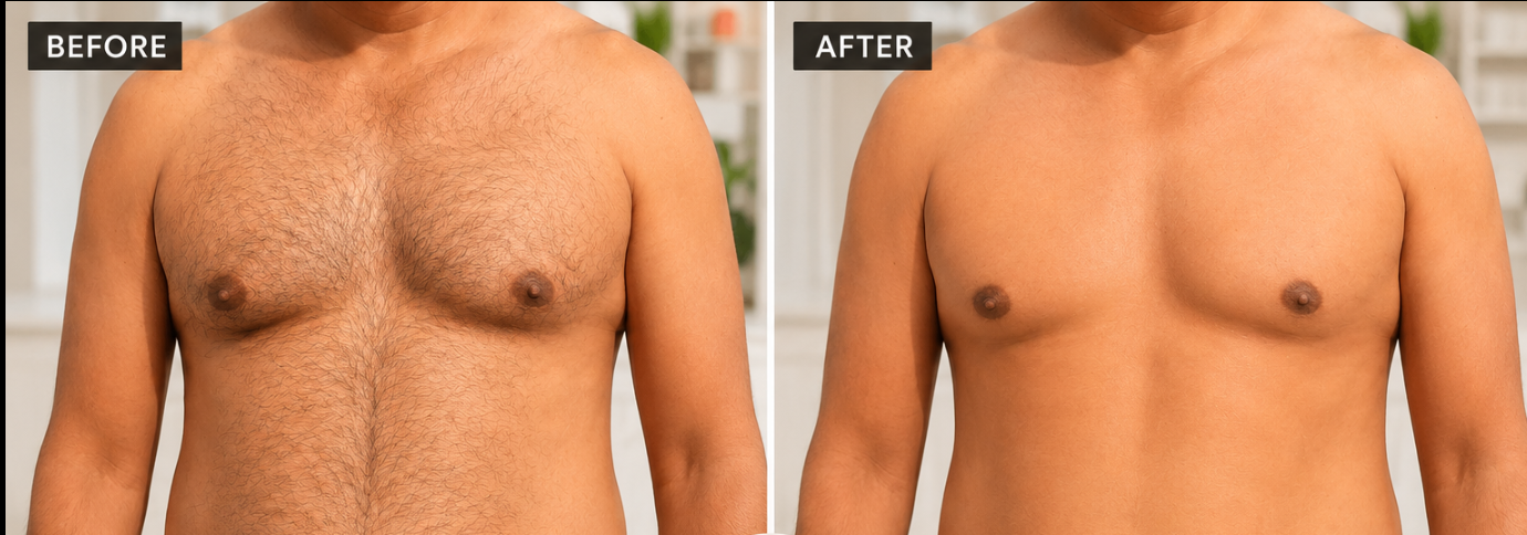 Real client chest waxing result